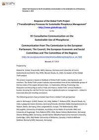 Global TraPs Response to the EU Consultative Communication on the Sustainable Use of Phosphorus, December 1, 2013